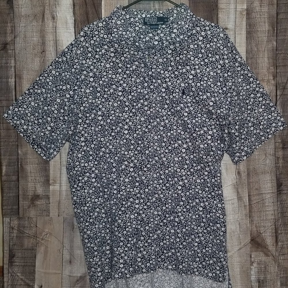 BLUE RALPH LAUREN FLORAL POLO SHIRT
